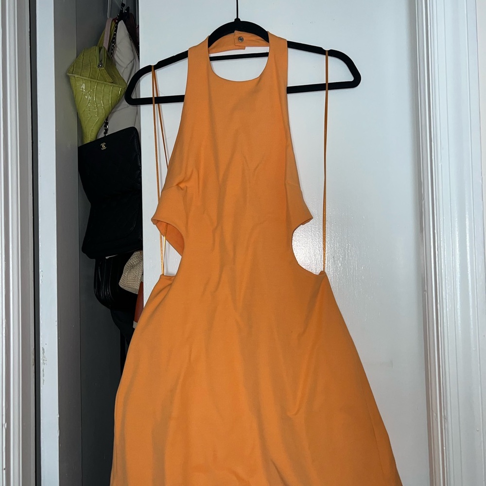 Zara Vibrant Orange Cut-Out Mini Dress